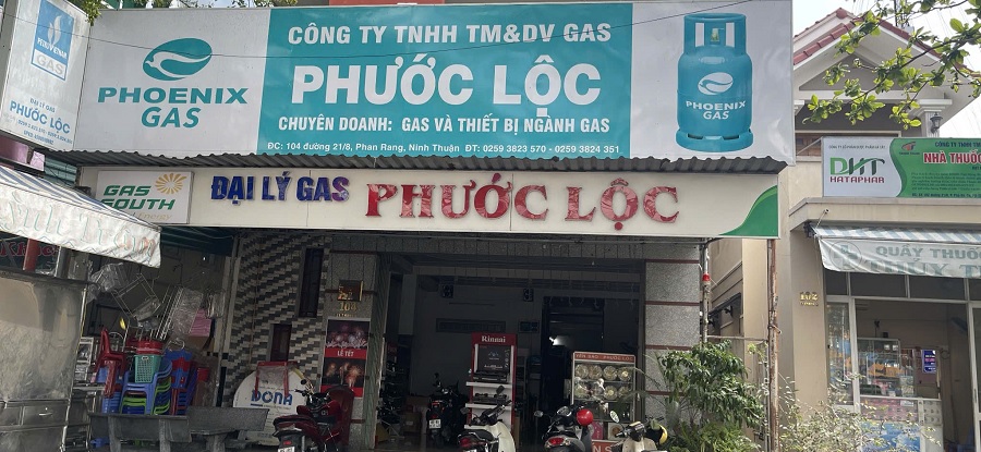 Cửa hàng Gas Phước Lộc: 104 Đường 21/8, Phường Phước Mỹ, Thành phố Phan Rang. Ninh thuận